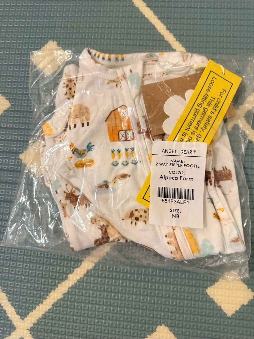 Angel Dear Alpaca Farm 2 Way Zipper Footie